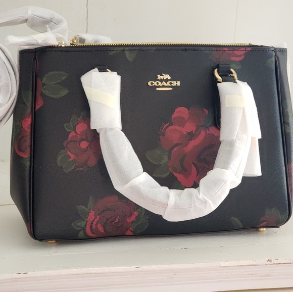 SURREY CARRYALL JUMBO FLORAL PRINT Cherry COACH - Picture 6 of 7